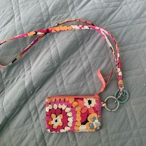 vera bradley zip ID case with lanyard